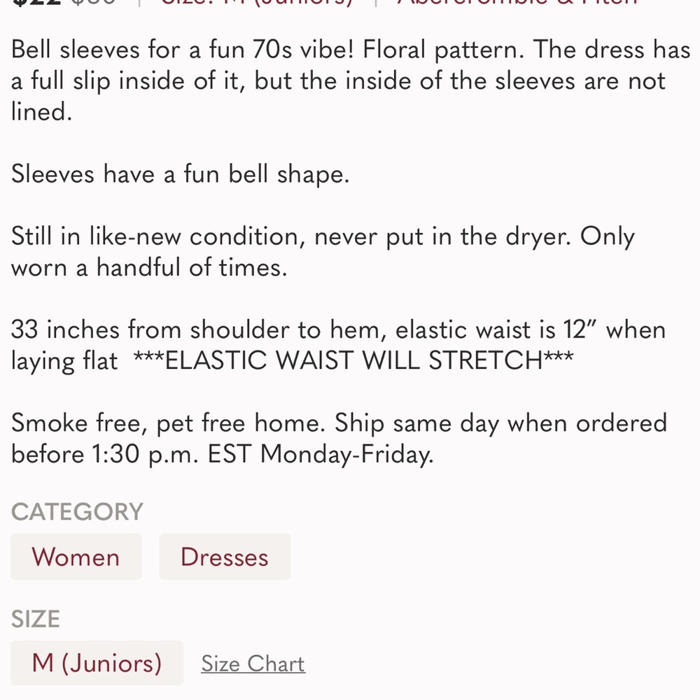 Abercrombie & Fitch Bell Sleeve Floral Dress - Picture 7 of 7